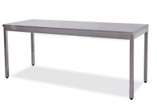 tavolo inox aperto su gambe
